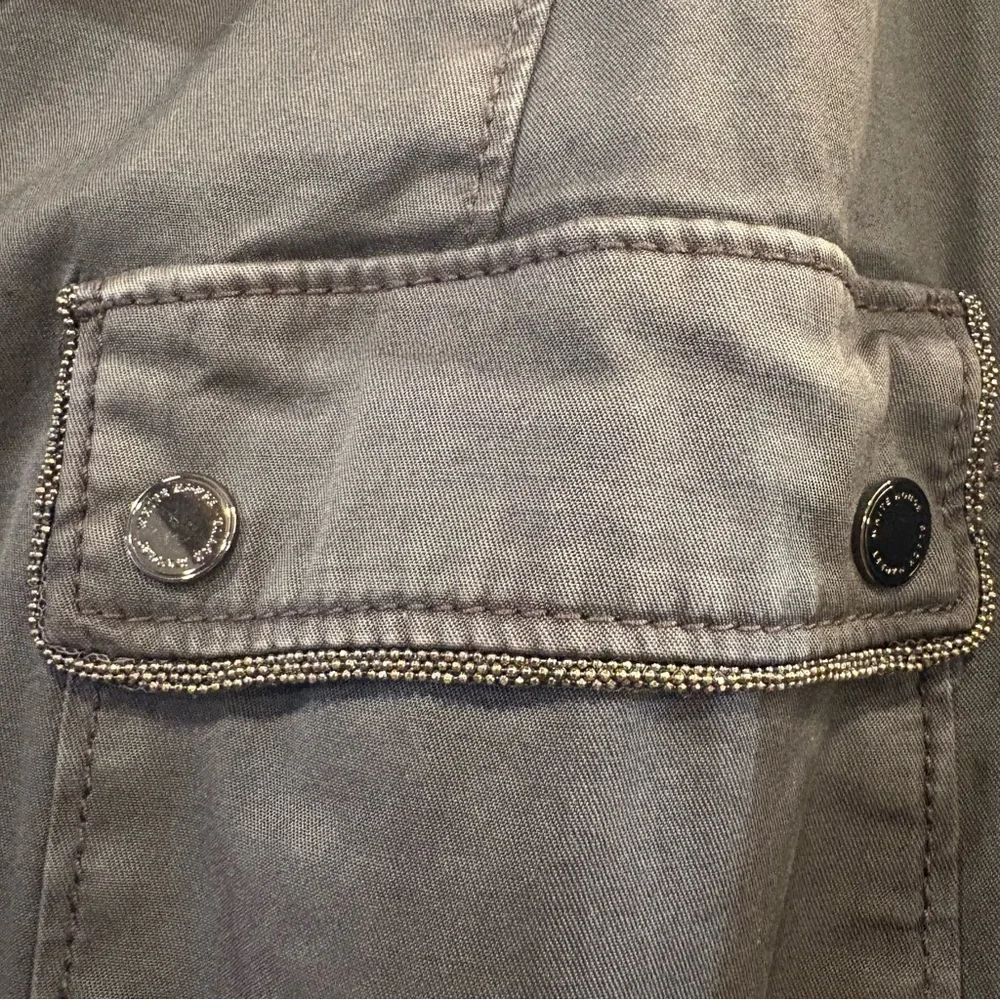 WHBM $160 Metallic Trim Utility Jacket  14 Slate Blue Stretch like new - Picture 4 of 12
